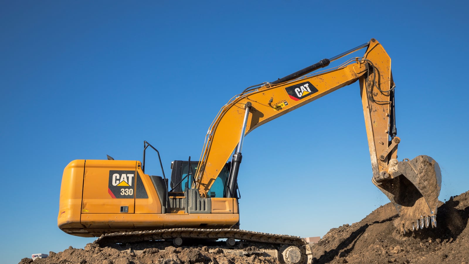 Heavy earthworks machinery on a civil construction site in Namibia